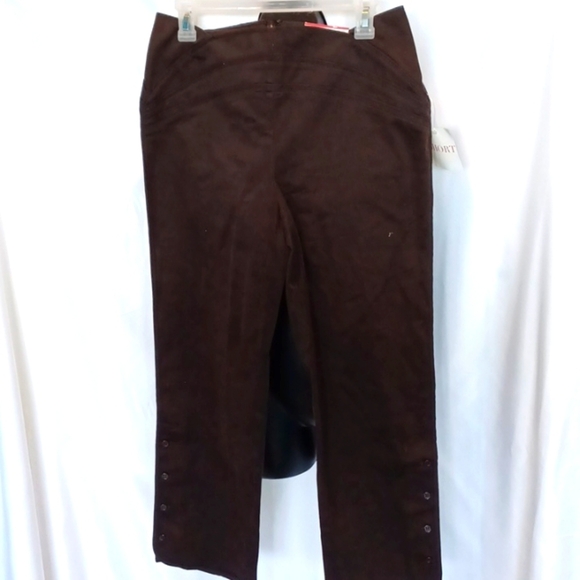 Latina life brown casual pants, 10 short, nwt, back zip, fluted waist - Picture 1 of 9